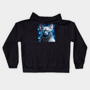 Shiny Blue Sphynx Portrait Kids Hoodie